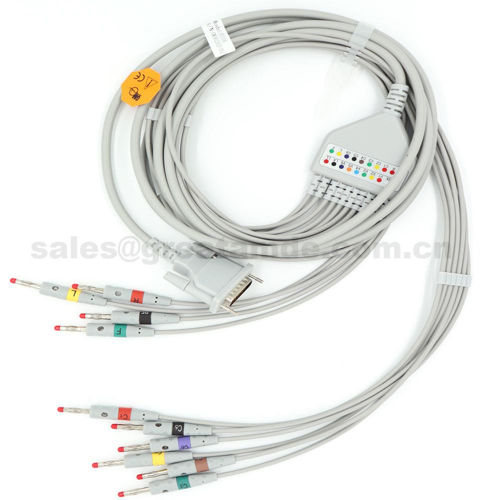 ECMAA schiller cábla EKG, IEC, DB15M Banana 4.0, AT-1, Úsáid le Schiller AT-102, CS-200, EC010A schiller EKG cable , IEC, DB15M Banana 4.0 , AT-1 ,Use with Schiller AT-102, CS-200,
