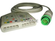 Compatoble Fukuda DS7300 Il-nasc ECG Trunk Cable, 10-luaidhe, IEC, Round 12PIN, 20K frithsheasmhacht