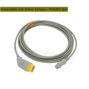 Nihon Kohden Compatible IBP/Invasive Blood Pressure Cable With PHILIPS Transducer Adapter,NK 14PIN->Babhta 4PIN